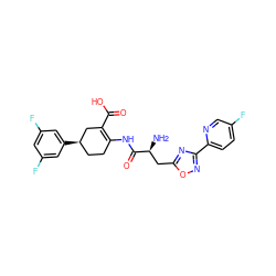 N[C@@H](Cc1nc(-c2ccc(F)cn2)no1)C(=O)NC1=C(C(=O)O)C[C@H](c2cc(F)cc(F)c2)CC1 ZINC000049037422