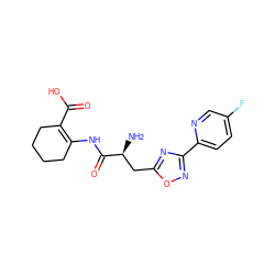 N[C@@H](Cc1nc(-c2ccc(F)cn2)no1)C(=O)NC1=C(C(=O)O)CCCC1 ZINC000049052142