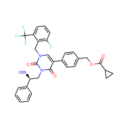 N[C@@H](Cn1c(=O)c(-c2ccc(COC(=O)C3CC3)cc2)cn(Cc2c(F)cccc2C(F)(F)F)c1=O)c1ccccc1 ZINC000042834513