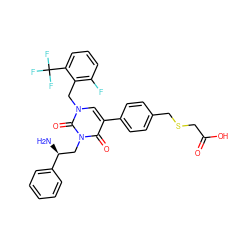 N[C@@H](Cn1c(=O)c(-c2ccc(CSCC(=O)O)cc2)cn(Cc2c(F)cccc2C(F)(F)F)c1=O)c1ccccc1 ZINC000049889048