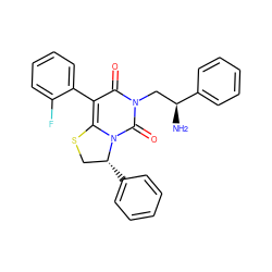 N[C@@H](Cn1c(=O)c(-c2ccccc2F)c2n(c1=O)[C@H](c1ccccc1)CS2)c1ccccc1 ZINC000028118711