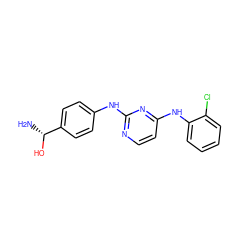 N[C@@H](O)c1ccc(Nc2nccc(Nc3ccccc3Cl)n2)cc1 ZINC001772640206