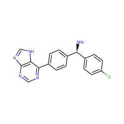 N[C@@H](c1ccc(Cl)cc1)c1ccc(-c2ncnc3nc[nH]c23)cc1 ZINC000014961037