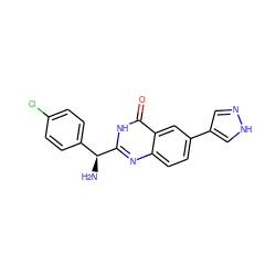 N[C@@H](c1ccc(Cl)cc1)c1nc2ccc(-c3cn[nH]c3)cc2c(=O)[nH]1 ZINC000095592453
