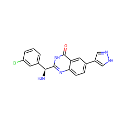 N[C@@H](c1cccc(Cl)c1)c1nc2ccc(-c3cn[nH]c3)cc2c(=O)[nH]1 ZINC000095586237