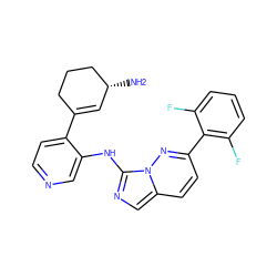 N[C@@H]1C=C(c2ccncc2Nc2ncc3ccc(-c4c(F)cccc4F)nn23)CCC1 ZINC000142886438