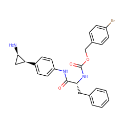 N[C@@H]1C[C@@H]1c1ccc(NC(=O)[C@@H](Cc2ccccc2)NC(=O)OCc2ccc(Br)cc2)cc1 ZINC000149421543