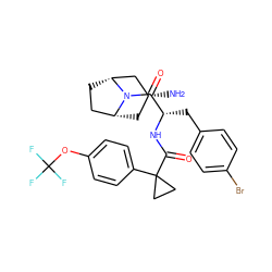 N[C@@H]1C[C@@H]2CC[C@H](C1)N2C(=O)[C@H](Cc1ccc(Br)cc1)NC(=O)C1(c2ccc(OC(F)(F)F)cc2)CC1 ZINC000254093858