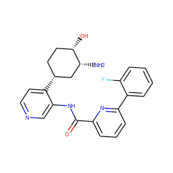 N[C@@H]1C[C@H](c2ccncc2NC(=O)c2cccc(-c3ccccc3F)n2)CC[C@@H]1O ZINC000168280606