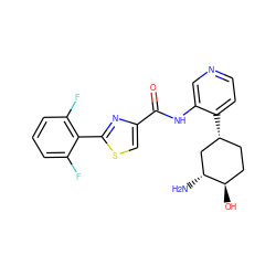 N[C@@H]1C[C@H](c2ccncc2NC(=O)c2csc(-c3c(F)cccc3F)n2)CC[C@H]1O ZINC000169706517