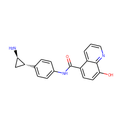 N[C@@H]1C[C@H]1c1ccc(NC(=O)c2ccc(O)c3ncccc23)cc1 ZINC000103252443