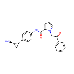 N[C@@H]1C[C@H]1c1ccc(NC(=O)c2cccn2CC(=O)c2ccccc2)cc1 ZINC000653753184