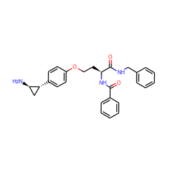 N[C@@H]1C[C@H]1c1ccc(OCC[C@H](NC(=O)c2ccccc2)C(=O)NCc2ccccc2)cc1 ZINC000058574792