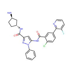 N[C@@H]1CC[C@@H](NC(=O)c2cc(NC(=O)c3cc(-c4ncccc4F)ccc3Cl)n(-c3ccccc3)n2)C1 ZINC001772593244