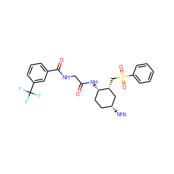 N[C@@H]1CC[C@H](NC(=O)CNC(=O)c2cccc(C(F)(F)F)c2)[C@H](CS(=O)(=O)c2ccccc2)C1 ZINC000073198894