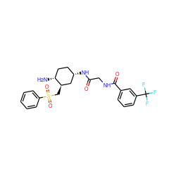 N[C@@H]1CC[C@H](NC(=O)CNC(=O)c2cccc(C(F)(F)F)c2)C[C@H]1CS(=O)(=O)c1ccccc1 ZINC000073198101