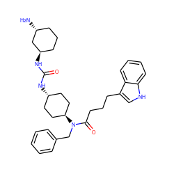 N[C@@H]1CCC[C@@H](NC(=O)N[C@H]2CC[C@H](N(Cc3ccccc3)C(=O)CCCc3c[nH]c4ccccc34)CC2)C1 ZINC000253661010