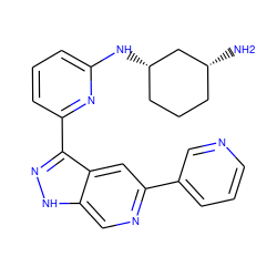 N[C@@H]1CCC[C@H](Nc2cccc(-c3n[nH]c4cnc(-c5cccnc5)cc34)n2)C1 ZINC000205245895