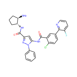 N[C@@H]1CCC[C@H]1NC(=O)c1cc(NC(=O)c2cc(-c3ncccc3F)ccc2Cl)n(-c2ccccc2)n1 ZINC001772606313