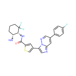 N[C@@H]1CCCC(F)(F)[C@@H]1NC(=O)c1cc(-c2cnc3cc(-c4ccc(F)cc4)cnn23)cs1 ZINC000096177973