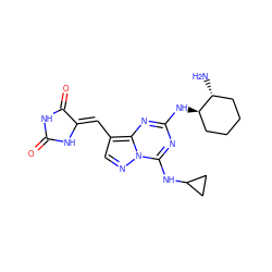 N[C@@H]1CCCC[C@H]1Nc1nc(NC2CC2)n2ncc(/C=C3\NC(=O)NC3=O)c2n1 ZINC000205017566