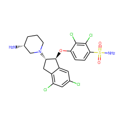 N[C@@H]1CCCN([C@H]2Cc3c(Cl)cc(Cl)cc3[C@@H]2Oc2ccc(S(N)(=O)=O)c(Cl)c2Cl)C1 ZINC000118259889