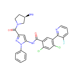 N[C@@H]1CCN(C(=O)c2cc(NC(=O)c3cc(-c4ncccc4F)c(Cl)cc3Cl)n(-c3ccccc3)n2)C1 ZINC001772613091