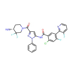 N[C@@H]1CCN(C(=O)c2cc(NC(=O)c3cc(-c4ncccc4F)c(F)cc3Cl)n(-c3ccccc3)n2)CC1(F)F ZINC001772632617