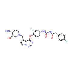 N[C@@H]1CCN(Cc2ccn3ncnc(Oc4ccc(NC(=O)NC(=O)Cc5ccc(F)cc5)cc4F)c23)C[C@H]1O ZINC000029040639