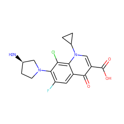 N[C@@H]1CCN(c2c(F)cc3c(=O)c(C(=O)O)cn(C4CC4)c3c2Cl)C1 ZINC000001278767