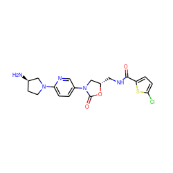 N[C@@H]1CCN(c2ccc(N3C[C@H](CNC(=O)c4ccc(Cl)s4)OC3=O)cn2)C1 ZINC000113087259