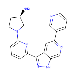 N[C@@H]1CCN(c2cccc(-c3n[nH]c4cnc(-c5cccnc5)cc34)n2)C1 ZINC000205244916