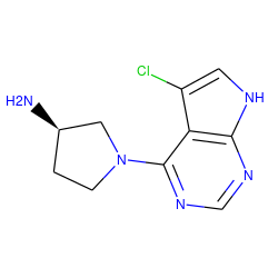 N[C@@H]1CCN(c2ncnc3[nH]cc(Cl)c23)C1 ZINC000053243996