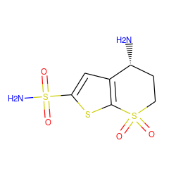 N[C@@H]1CCS(=O)(=O)c2sc(S(N)(=O)=O)cc21 ZINC000026566350