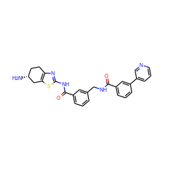 N[C@@H]1CCc2nc(NC(=O)c3cccc(CNC(=O)c4cccc(-c5cccnc5)c4)c3)sc2C1 ZINC000167954646