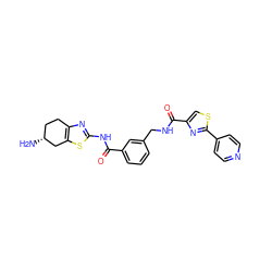 N[C@@H]1CCc2nc(NC(=O)c3cccc(CNC(=O)c4csc(-c5ccncc5)n4)c3)sc2C1 ZINC000167953434