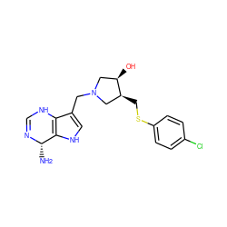 N[C@@H]1N=CNc2c(CN3C[C@@H](O)[C@@H](CSc4ccc(Cl)cc4)C3)c[nH]c21 ZINC000028473534