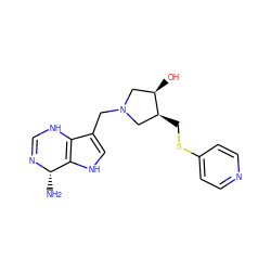 N[C@@H]1N=CNc2c(CN3C[C@@H](O)[C@@H](CSc4ccncc4)C3)c[nH]c21 ZINC000028473231