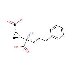 N[C@](CCCc1ccccc1)(C(=O)O)[C@H]1C[C@@H]1C(=O)O ZINC000013777288