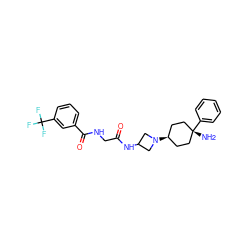 N[C@]1(c2ccccc2)CC[C@H](N2CC(NC(=O)CNC(=O)c3cccc(C(F)(F)F)c3)C2)CC1 ZINC000261087138