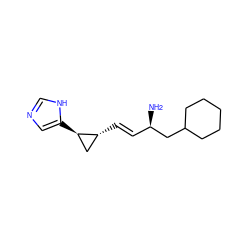 N[C@H](/C=C/[C@@H]1C[C@H]1c1cnc[nH]1)CC1CCCCC1 ZINC000004626829