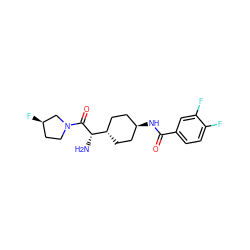 N[C@H](C(=O)N1CC[C@@H](F)C1)[C@H]1CC[C@H](NC(=O)c2ccc(F)c(F)c2)CC1 ZINC000253636627