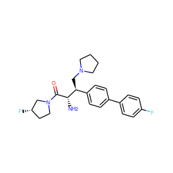 N[C@H](C(=O)N1CC[C@H](F)C1)[C@@H](CN1CCCC1)c1ccc(-c2ccc(F)cc2)cc1 ZINC000014947748