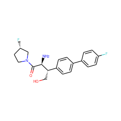 N[C@H](C(=O)N1CC[C@H](F)C1)[C@@H](CO)c1ccc(-c2ccc(F)cc2)cc1 ZINC000014947742