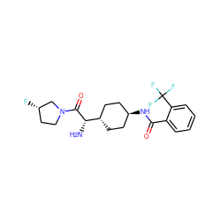 N[C@H](C(=O)N1CC[C@H](F)C1)[C@H]1CC[C@H](NC(=O)c2ccccc2C(F)(F)F)CC1 ZINC000253636451