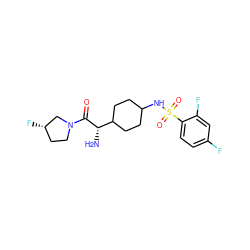 N[C@H](C(=O)N1CC[C@H](F)C1)C1CCC(NS(=O)(=O)c2ccc(F)cc2F)CC1 ZINC000003817761