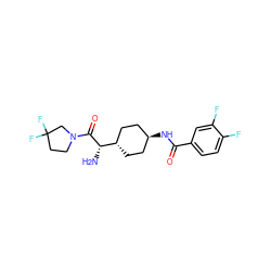 N[C@H](C(=O)N1CCC(F)(F)C1)[C@H]1CC[C@H](NC(=O)c2ccc(F)c(F)c2)CC1 ZINC000253636584