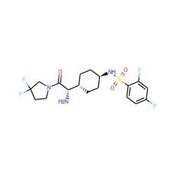 N[C@H](C(=O)N1CCC(F)(F)C1)[C@H]1CC[C@H](NS(=O)(=O)c2ccc(F)cc2F)CC1 ZINC000253636583