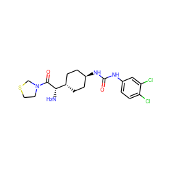 N[C@H](C(=O)N1CCSC1)[C@H]1CC[C@H](NC(=O)Nc2ccc(Cl)c(Cl)c2)CC1 ZINC000261150492