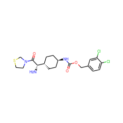 N[C@H](C(=O)N1CCSC1)[C@H]1CC[C@H](NC(=O)OCc2ccc(Cl)c(Cl)c2)CC1 ZINC000261115828